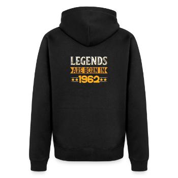 Zeitloser Retro-Style mit 1962 Logo - Unisex Premium Bio Zip Hoodie - Schwarz - Hinten - Nico (187cm)