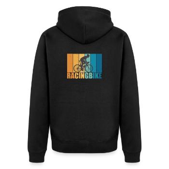Road Bike Vintage Retro Cycling Bike Gift - Unisex Premium Organic Zip Hoodie - black - Back - Nico (187cm)