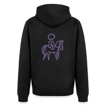 Go-Kart Silhouette Strichmännchen Linien-Zeichnung - Unisex Premium Bio Zip Hoodie - Schwarz - Hinten - Nico (187cm)