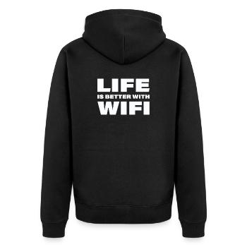 LA VIE EST MEILLEURE AVEC LE WIFI - Veste à capuche bio Premium Unisexe - noir - Dos - Nico (187cm)