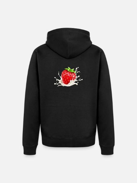 Erdbeere, Erdbeer-Verlangen, Erdbeere - Unisex Premium Bio Zip Hoodie - Schwarz