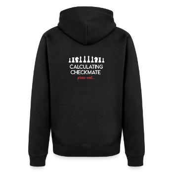 Schach - Schachmatt berechnen, bitte warten... - Unisex Premium Bio Zip Hoodie - Schwarz - Hinten - Nico (187cm)