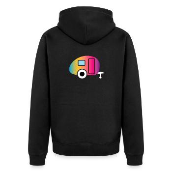Caravan Wohnwagen Farbverlauf Camping Camper Fan - Unisex Premium Bio Zip Hoodie - Schwarz - Hinten - Nico (187cm)