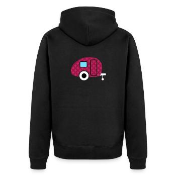 Caravan Wohnwagen Blumen Camping Camper Muster Fan - Unisex Premium Bio Zip Hoodie - Schwarz - Hinten - Nico (187cm)