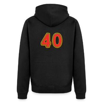 40. 40 ANS. 40e ANNIVERSAIRE. ANNIVERSAIRE 40 ANS. - Veste à capuche bio Premium Unisexe - noir - Dos - Nico (187cm)