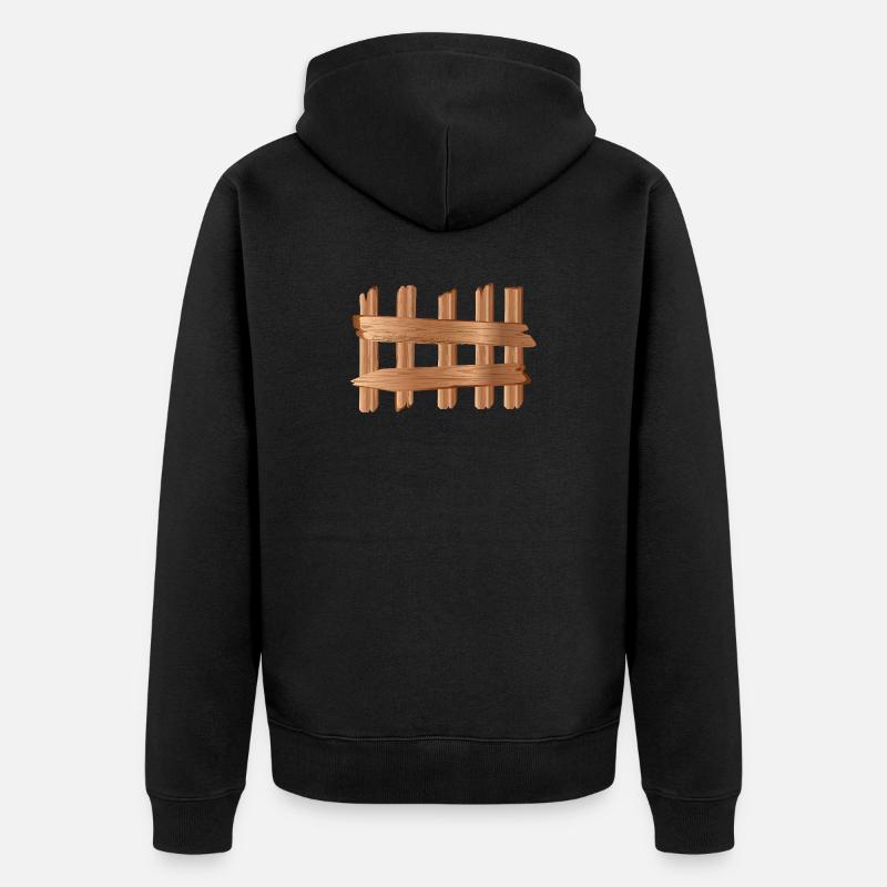 Rustikales Holzzaun Element Holzoptik Motiv - Unisex Premium Bio Zip Hoodie - Schwarz