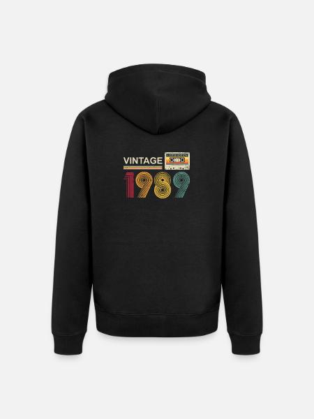 Vintage 1980s Cassette Tape Design - Unisex Premium Organic Zip Hoodie - black