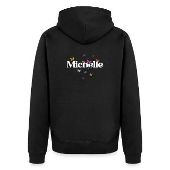 Beau prénom de fille avec des papillons MICHELLE - Veste à capuche bio Premium Unisexe - noir - Dos - Nico (187cm)