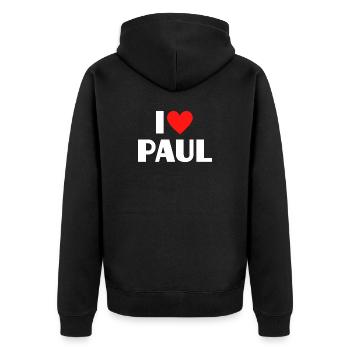 J'aime Paul Red Heart, fan du nom romantique - Veste à capuche bio Premium Unisexe - noir - Dos - Nico (187cm)