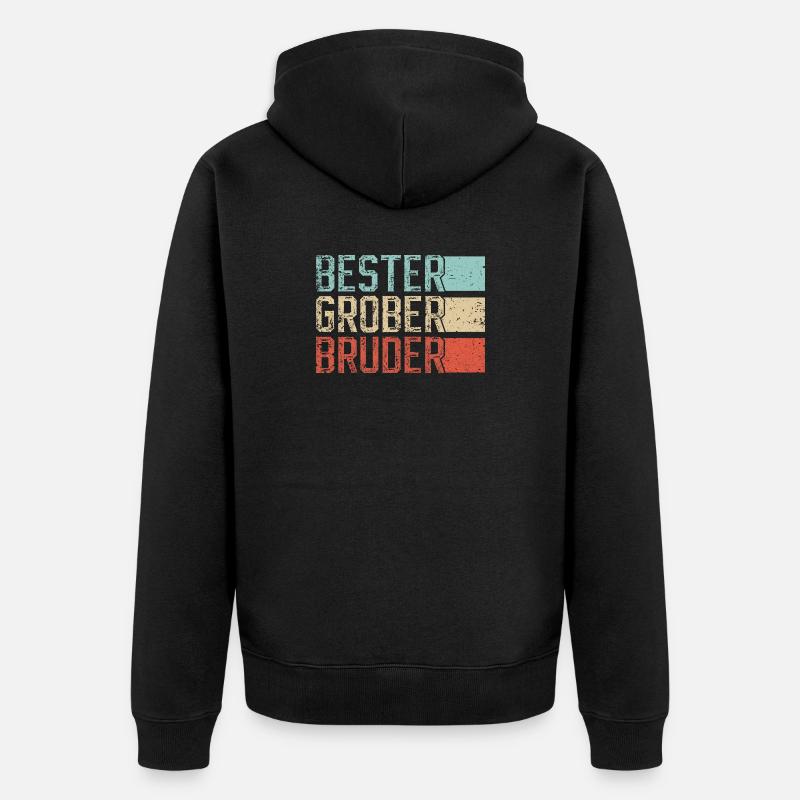 Bester Großer Bruder Retro - Unisex Premium Bio Zip Hoodie - Schwarz