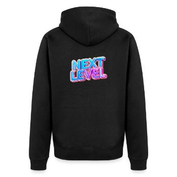 Next Level 3D Text — Bold Gradient Design - Unisex Premium Organic Zip Hoodie - black - Back - Nico (187cm)