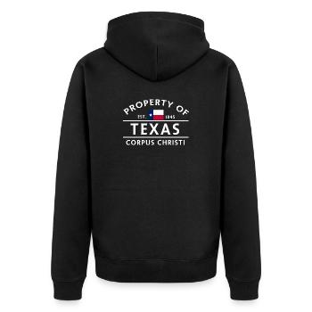 Texas Corpus Christi 1845 - Unisex Premium Bio Zip Hoodie - Schwarz - Hinten - Nico (187cm)