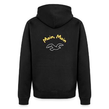 Meins Meins Möwe Küstenfigur - Unisex Premium Bio Zip Hoodie - Schwarz - Hinten - Nico (187cm)