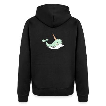 Narwal - Unisex Premium Bio Zip Hoodie - Schwarz - Hinten - Nico (187cm)