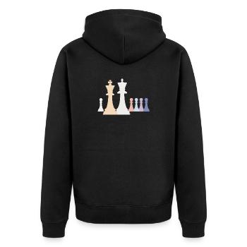 Pions d’échecs pastel Roi Dame Pion - Veste à capuche bio Premium Unisexe - noir - Dos - Nico (187cm)