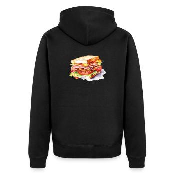  Sandwich Illustration - Unisex Premium Bio Zip Hoodie - Schwarz - Hinten - Nico (187cm)