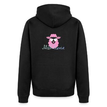 Mählanie - Unisex Premium Bio Zip Hoodie - Schwarz - Hinten - Nico (187cm)