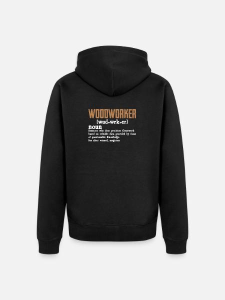 Rustikales Holzwerker Typo-Design - Unisex Premium Bio Zip Hoodie - Schwarz