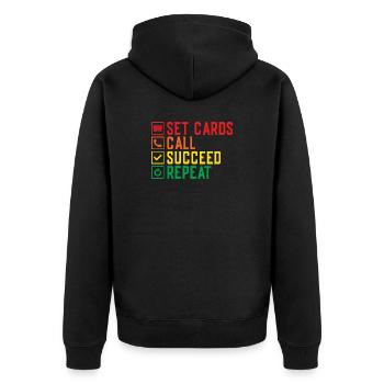 Bingo Game Set Cards Call Succeed Repeat Bingo - Unisex Premium Organic Zip Hoodie - black - Back - Nico (187cm)