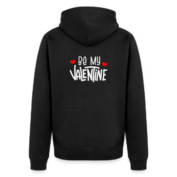Sei mein Valentinstag - Unisex Premium Bio Zip Hoodie - Schwarz - Hinten - Nico (187cm)
