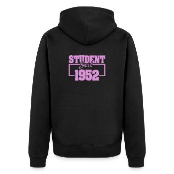 Student Self 1952 Vintage Print - Unisex Premium Bio Zip Hoodie - Schwarz - Hinten - Nico (187cm)