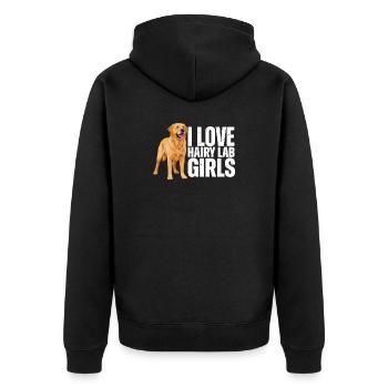 Ich liebe behaarte Labrador-Mädchen Labrador Retriever - Unisex Premium Bio Zip Hoodie - Schwarz - Hinten - Nico (187cm)