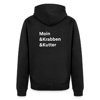 Hello Crab Cutter North Sea Coast Hamburg - Unisex Premium Bio Zip Hoodie - Schwarz - Hinten - Nico (187cm)