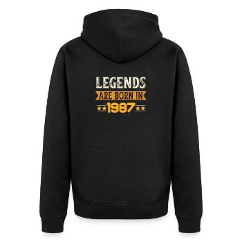 Anniversaire : né en 1987 - Veste à capuche bio Premium Unisexe - noir - Dos - Nico (187cm)