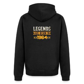 Birthday born in 1964 - Unisex Premium Bio Zip Hoodie - Schwarz - Hinten - Nico (187cm)