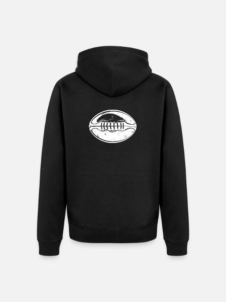 Rugbyball Zeichnung - Unisex Premium Bio Zip Hoodie - Schwarz