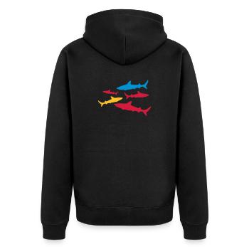 haie - Unisex Premium Bio Zip Hoodie - Schwarz - Hinten - Nico (187cm)