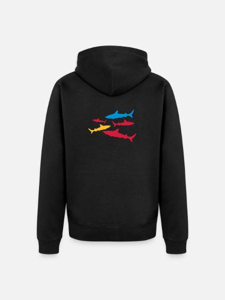 shark - Unisex Premium Organic Zip Hoodie - black
