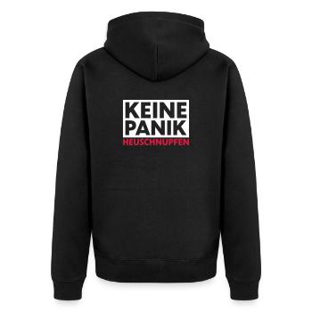 Keine Panik Heuschnupfen - Unisex Premium Bio Zip Hoodie - Schwarz - Hinten - Nico (187cm)