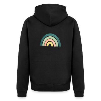 Regenbogen - Unisex Premium Bio Zip Hoodie - Schwarz - Hinten - Nico (187cm)