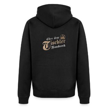 Ehre dem Handwerk Tischler Zunftzeichen - Unisex Premium Bio Zip Hoodie - Schwarz - Hinten - Nico (187cm)