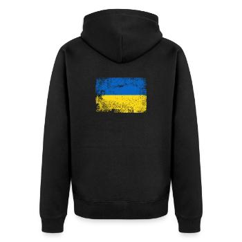 Brushed Ukrainian Flag Palette - Unisex Premium Organic Zip Hoodie - black - Back - Nico (187cm)