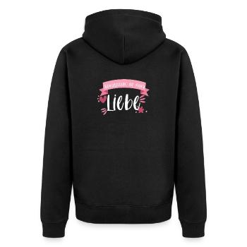 Klettern Alpinklettern Liebe Berge Geschenk - Unisex Premium Bio Zip Hoodie - Schwarz - Hinten - Nico (187cm)