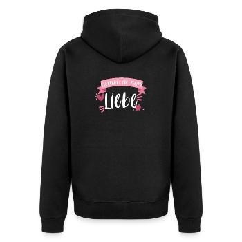 Klettern Bouldern Bergsteigen Berge Liebe Geschenk - Unisex Premium Bio Zip Hoodie - Schwarz - Hinten - Nico (187cm)