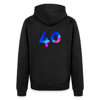 feiern, 40 blauer farbverlauf mit bunten Farben - Unisex Premium Bio Zip Hoodie - Schwarz - Hinten - Nico (187cm)