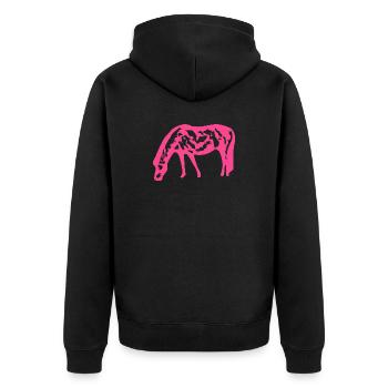 Pferd rosa pink - Unisex Premium Bio Zip Hoodie - Schwarz - Hinten - Nico (187cm)