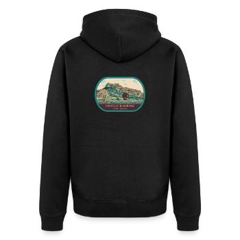 Illustration château Gormaz, Soria, Espagne - Veste à capuche bio Premium Unisexe - noir - Dos - Nico (187cm)