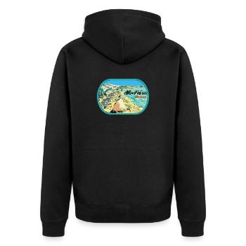 Illustration Peneco Beach, Albufeira, Algarve - Unisex Premium Organic Zip Hoodie - black - Back - Nico (187cm)