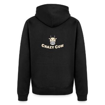 CRAZY COW - Unisex Premium Organic Zip Hoodie - black - Back - Nico (187cm)