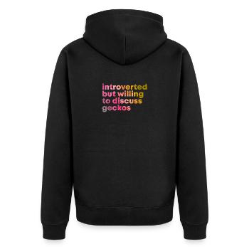 Gecko - Unisex Premium Bio Zip Hoodie - Schwarz - Hinten - Nico (187cm)