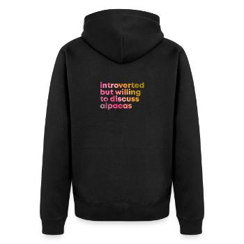 Alpaca Alpaca Alpaca - Unisex Premium Organic Zip Hoodie - black - Back - Nico (187cm)
