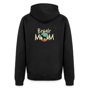 Beagle Mom Retro Sunset Design - Dog Lover Gift - Unisex Premium Organic Zip Hoodie - black - Back - Nico (187cm)