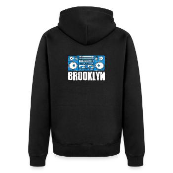 Brooklyn Sound Vibes City Beat Expression - Unisex Premium Bio Zip Hoodie - Schwarz - Hinten - Nico (187cm)