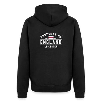 England Leicester Retro Flag Motif - Unisex Premium Organic Zip Hoodie - black - Back - Nico (187cm)