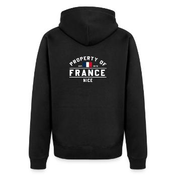 French Vintage Flag Typography - Unisex Premium Organic Zip Hoodie - black - Back - Nico (187cm)