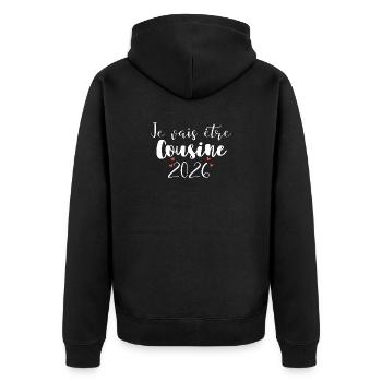 Je Vais Être Cousine 2026 Cœur Bébé Famille - Veste à capuche bio Premium Unisexe - noir - Dos - Nico (187cm)